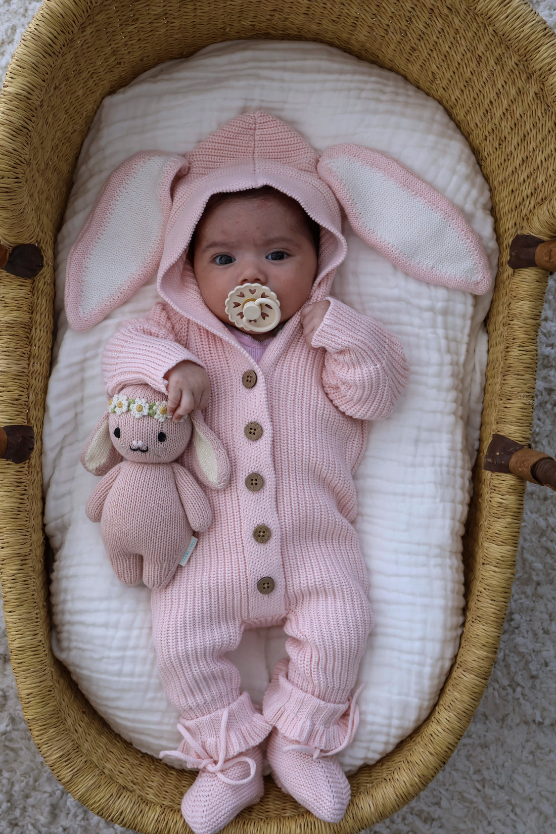 BUNNY HOODED ROMPER | BABY PINK