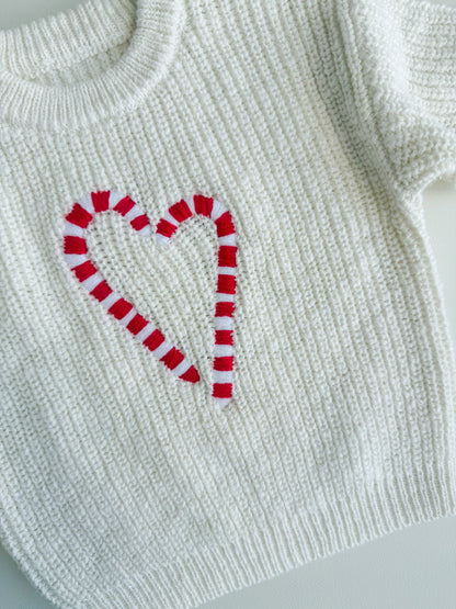 TEXTURED KNIT JUMPER | SNOW - CANDY CANE