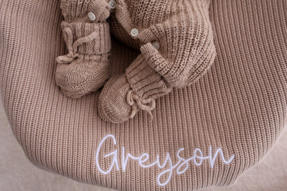 RIBBED BABY BLANKET | TEDDY BROWN