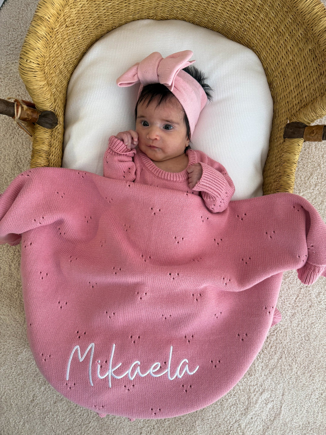 FRILL POINTELLE BABY BLANKET | WATERMELON PINK