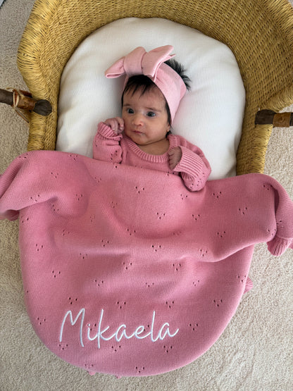 FRILL POINTELLE BABY BLANKET | WATERMELON PINK