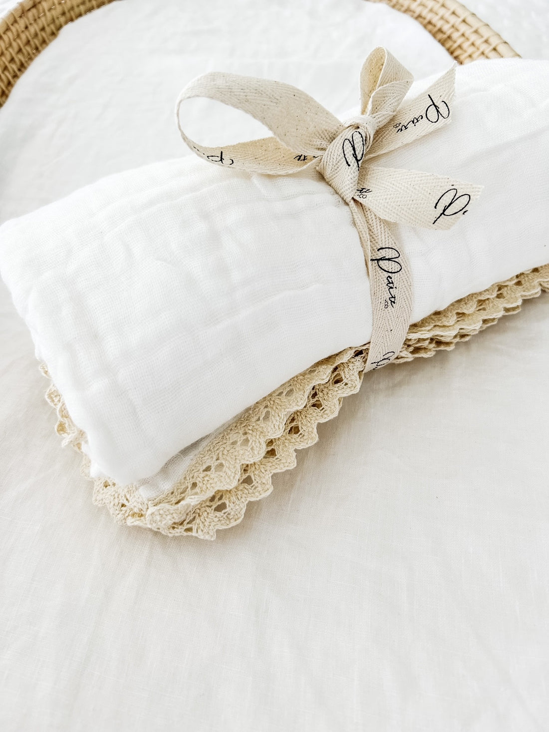 COTTON GAUZE LACE BLANKET - WHITE