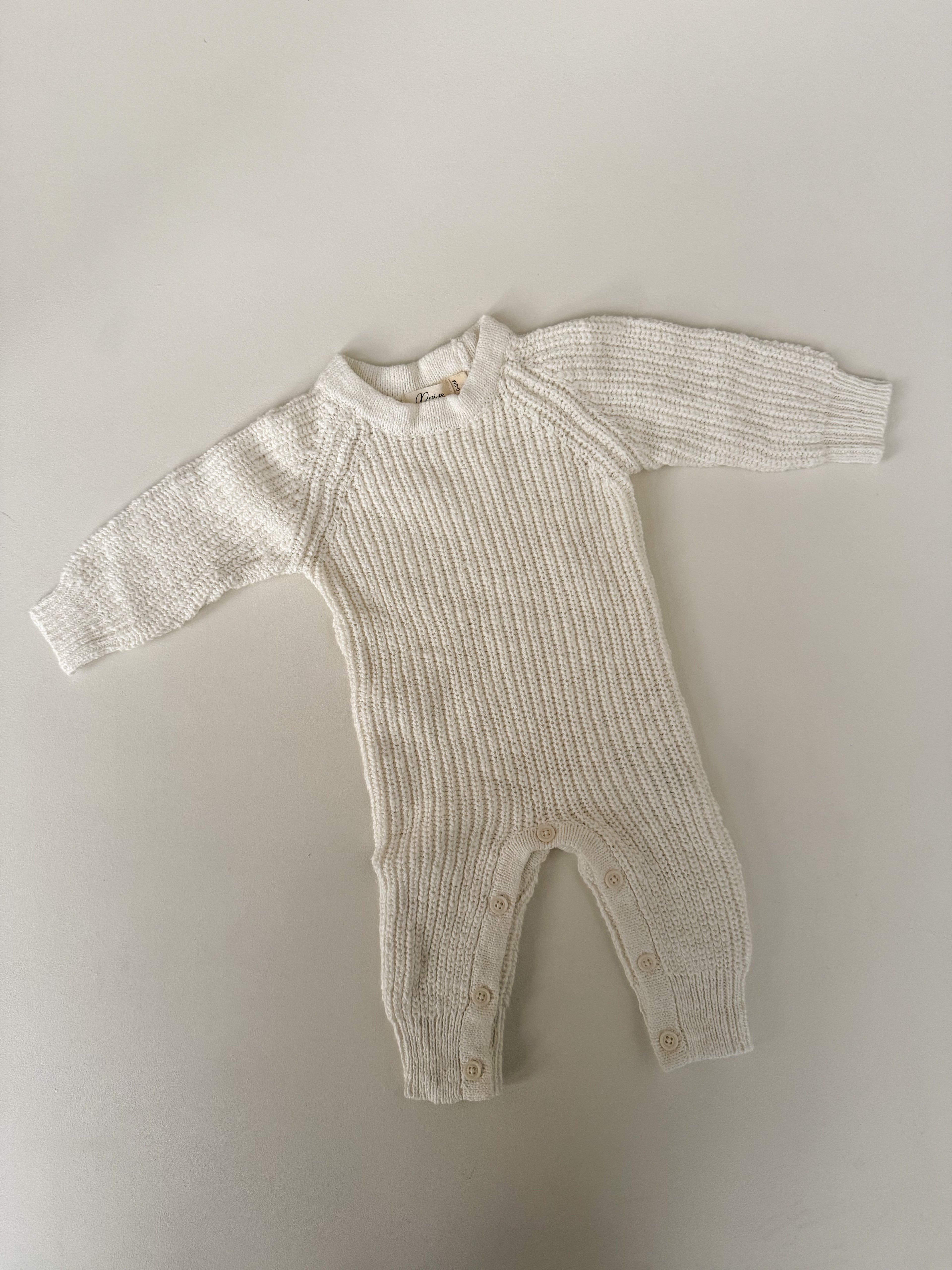 LONG TEXTURED COTTON ROMPER | SNOW