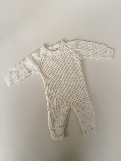 LONG TEXTURED COTTON ROMPER | SNOW