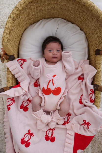FRILL CHERRY BOW BLANKET | REVERSIBLE