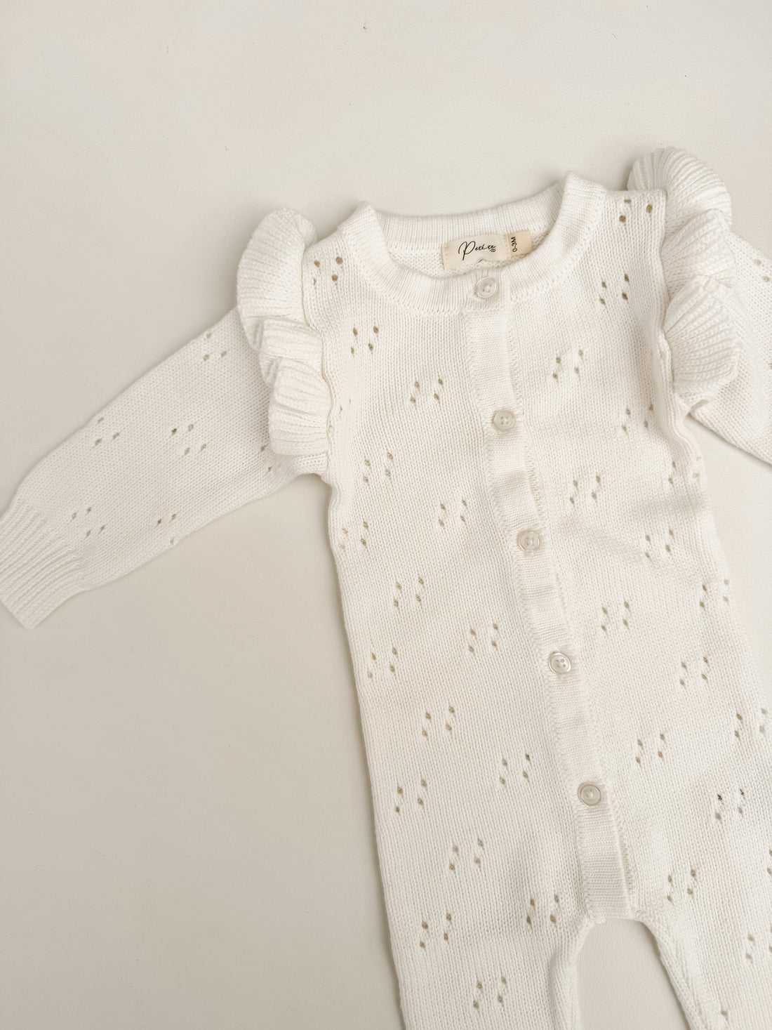 LONG POINTELLE FLUTTER ROMPER | MILK