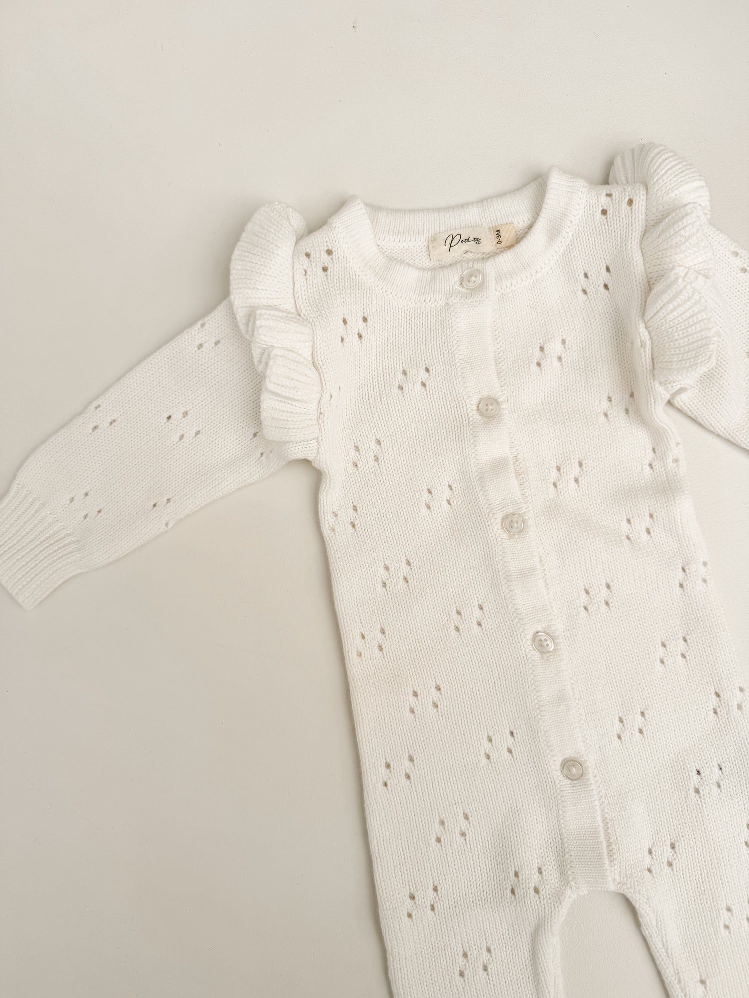 LONG POINTELLE FLUTTER ROMPER | MILK