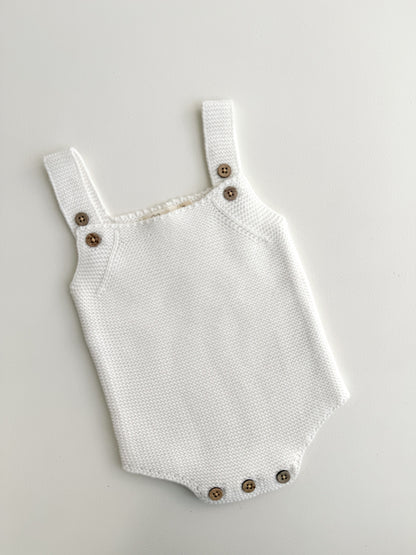 COTTON KNIT SINGLET ROMPER | MILK