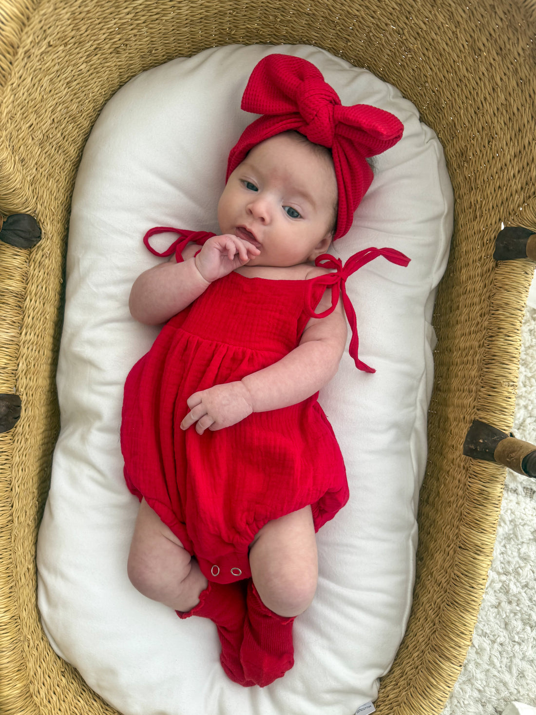 MUSLIN SUMMER ROMPER | RED