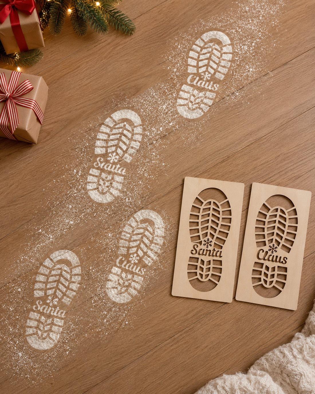 SANTA CLAUSE BOOT FOOTPRINT STENCIL