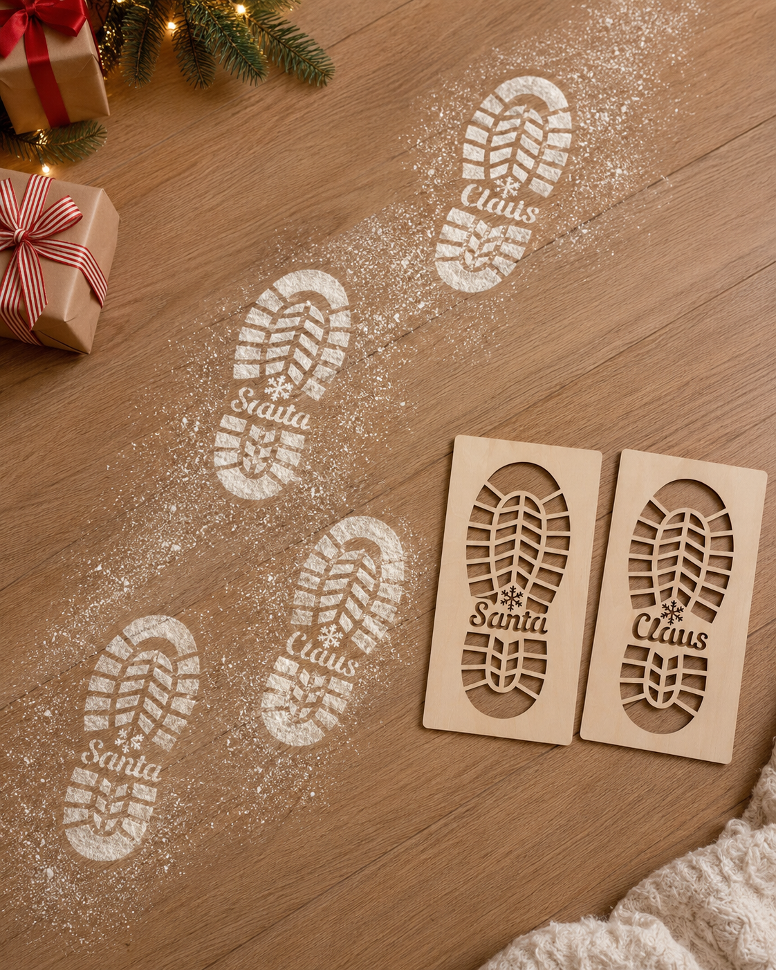 SANTA CLAUSE BOOT FOOTPRINT STENCIL