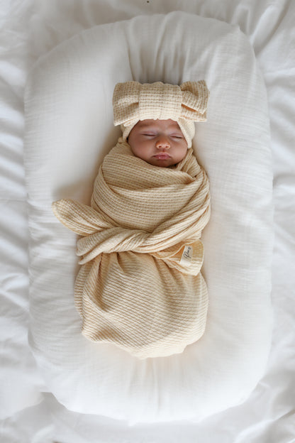 POINTELLE SWADDLE BLANKET | OAT BUTTER