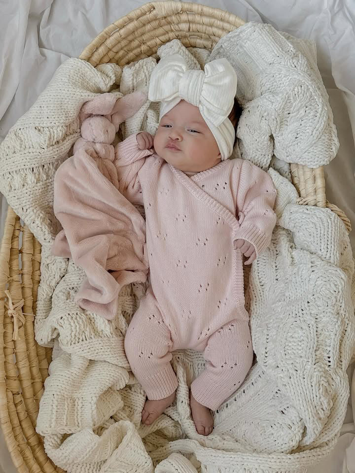 POINTELLE LONG ROMPER | BABY PINK
