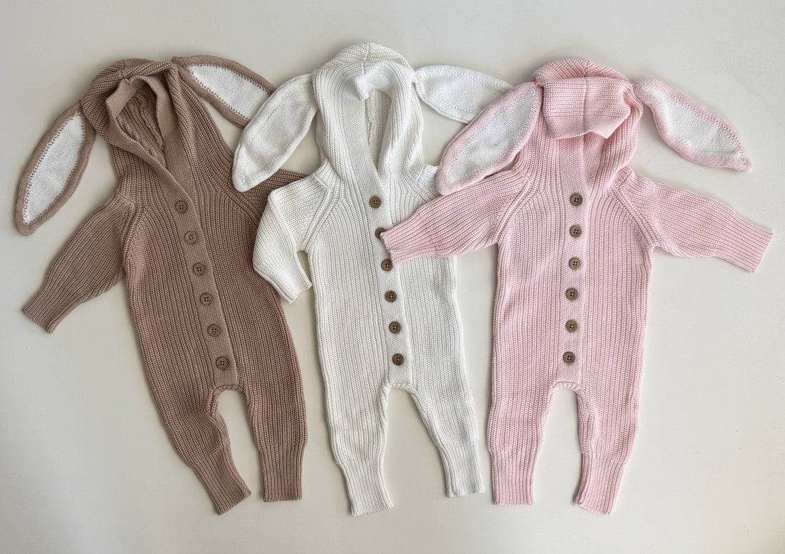 BUNNY HOODED ROMPER | BABY PINK
