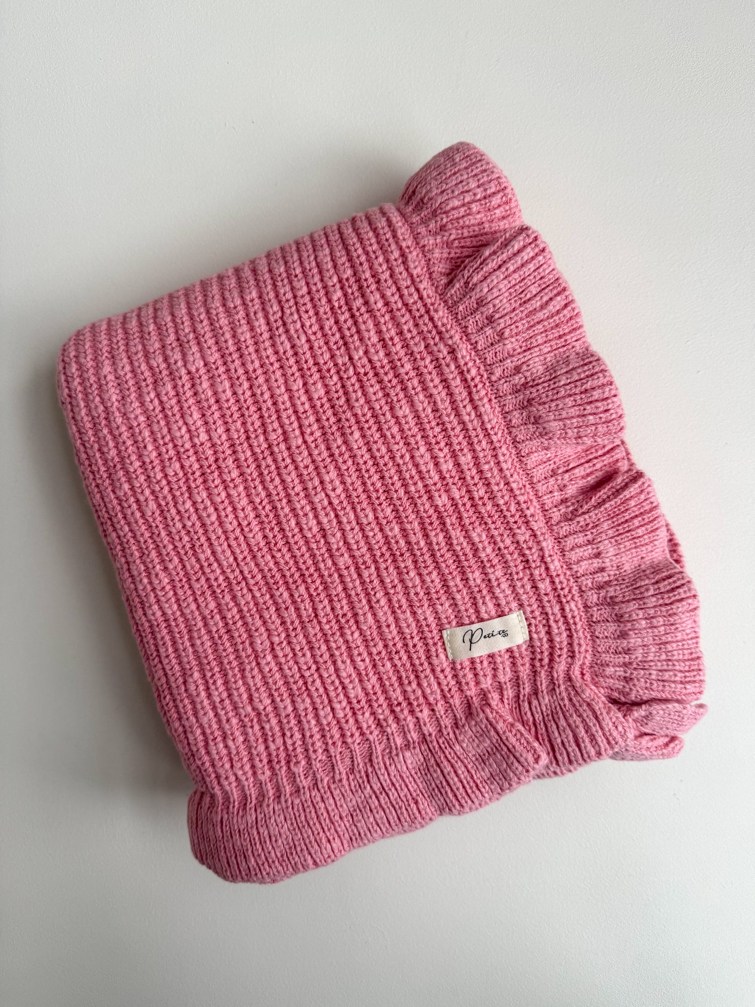 TEXTURED FRILL COTTON BLANKET | BALLET PINK