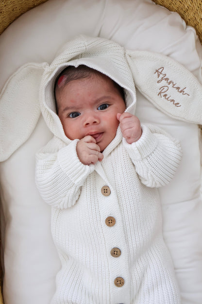 BUNNY HOODED ROMPER | MILK