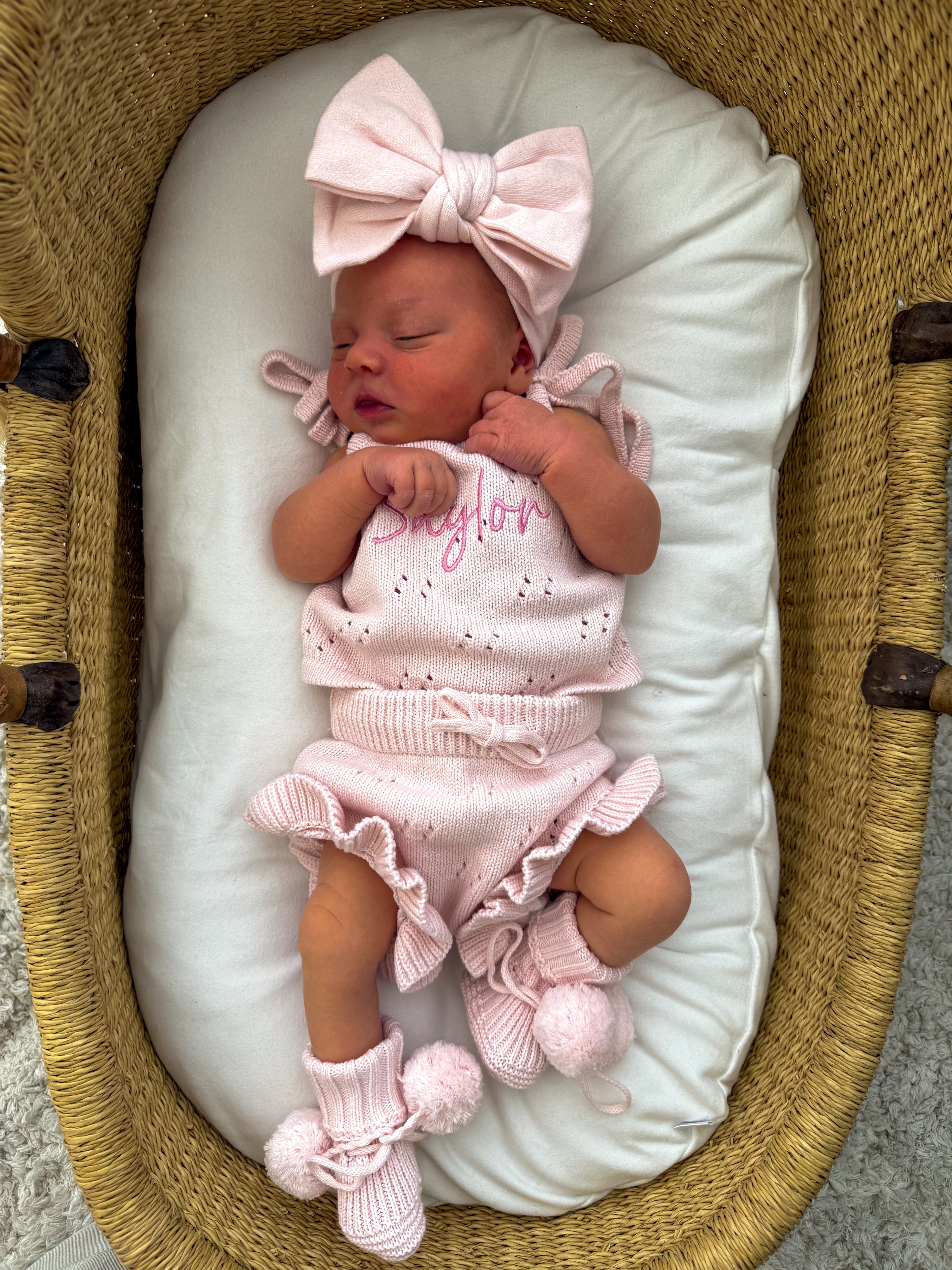 POINTELLE FRILL SET | BABY PINK