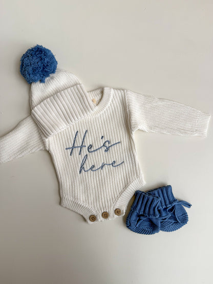 CUFF NEWBORN LACE BOOTIES - COBALT BLUE