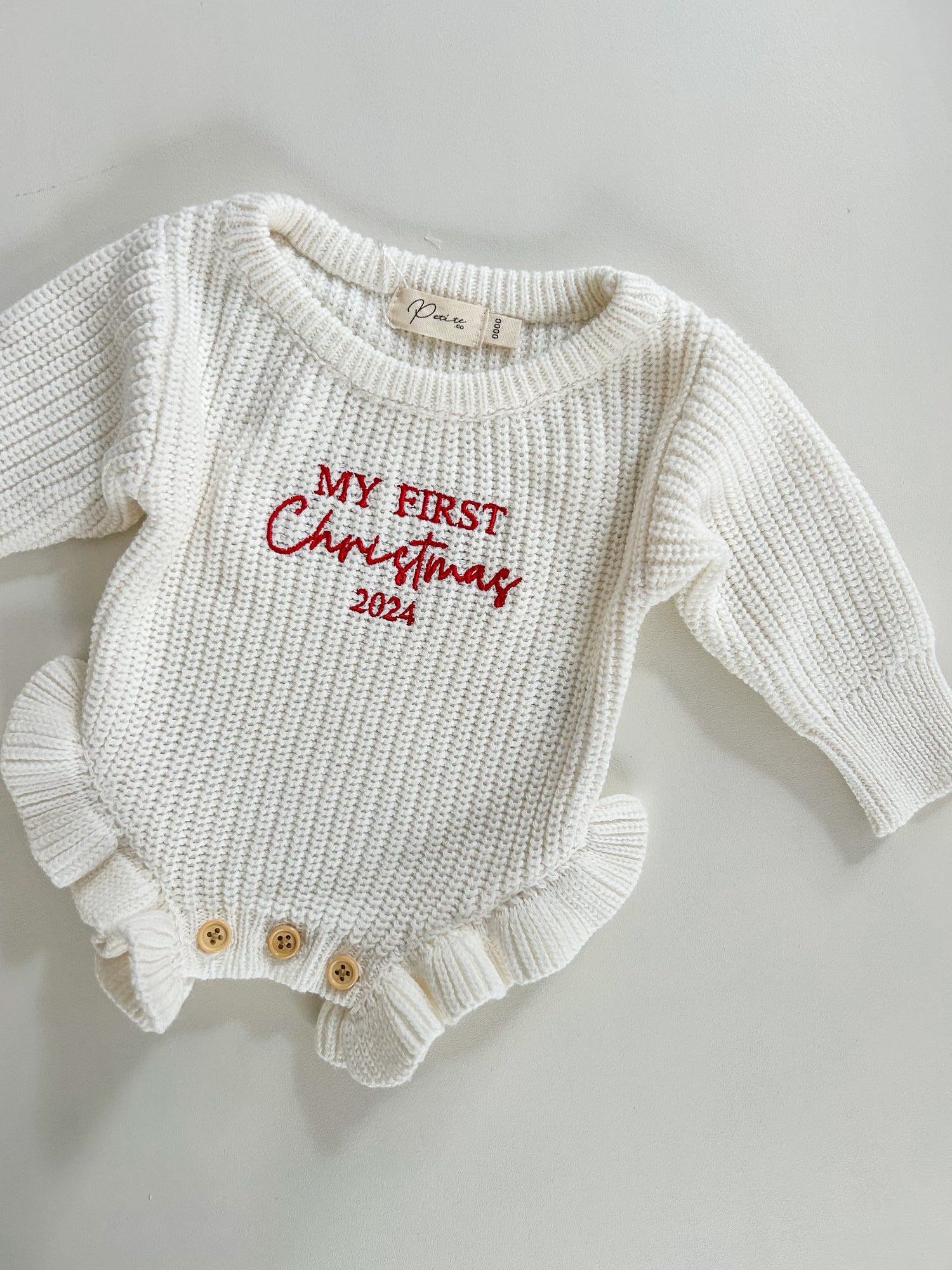 RIBBED LEG FRILL ROMPER - MY FIRST Christmas 2024