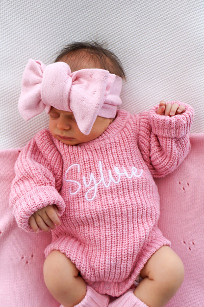 CHUNKY TEXTURED KNIT ROMPER | BALLET PINK