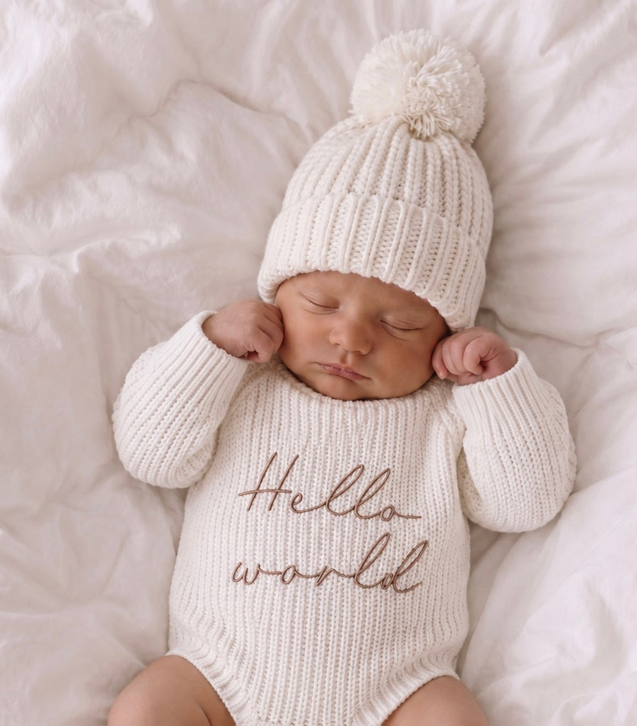 HELLO WORLD TEXTURED ROMPER | SNOW