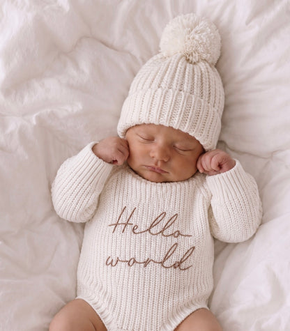HELLO WORLD TEXTURED ROMPER | SNOW