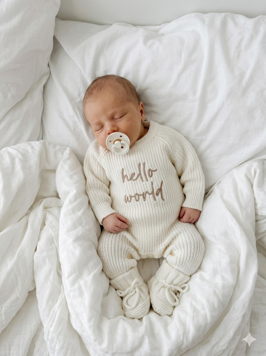 HELLO WORLD - LONG RIBBED ROMPER | MILK