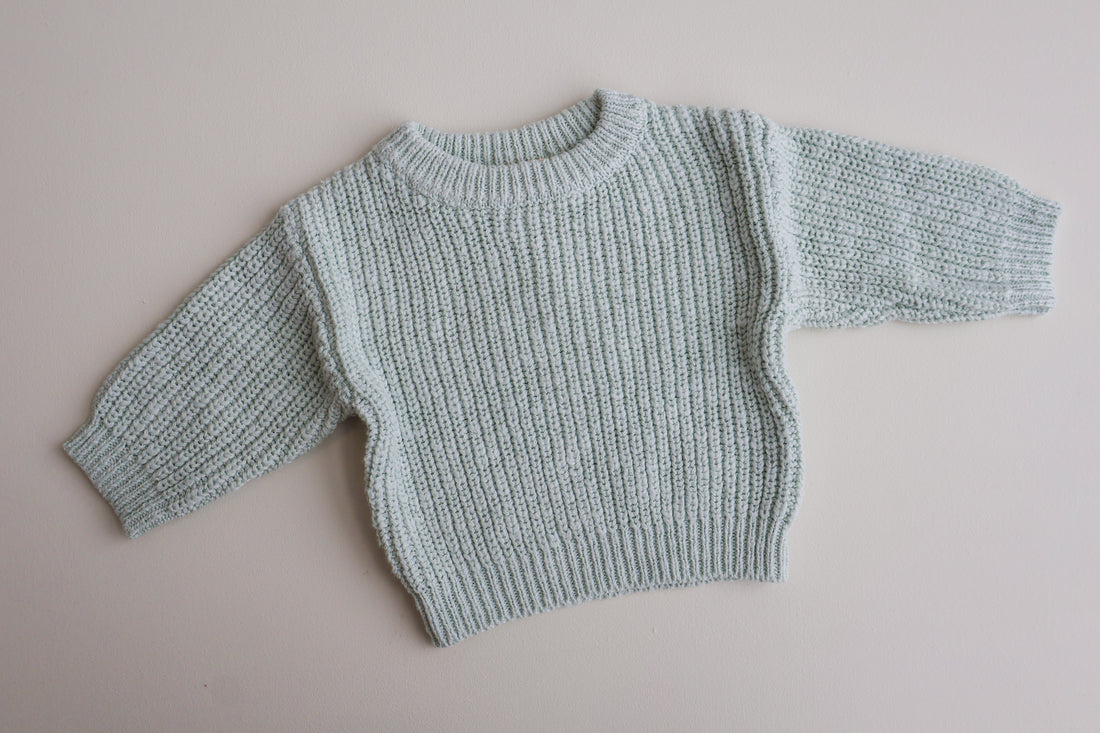 TEXTURED COTTON KNIT JUMPER | SEA MIST