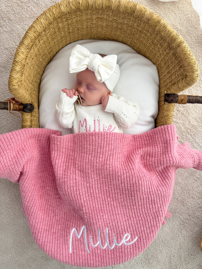 TEXTURED FRILL COTTON BLANKET | BALLET PINK