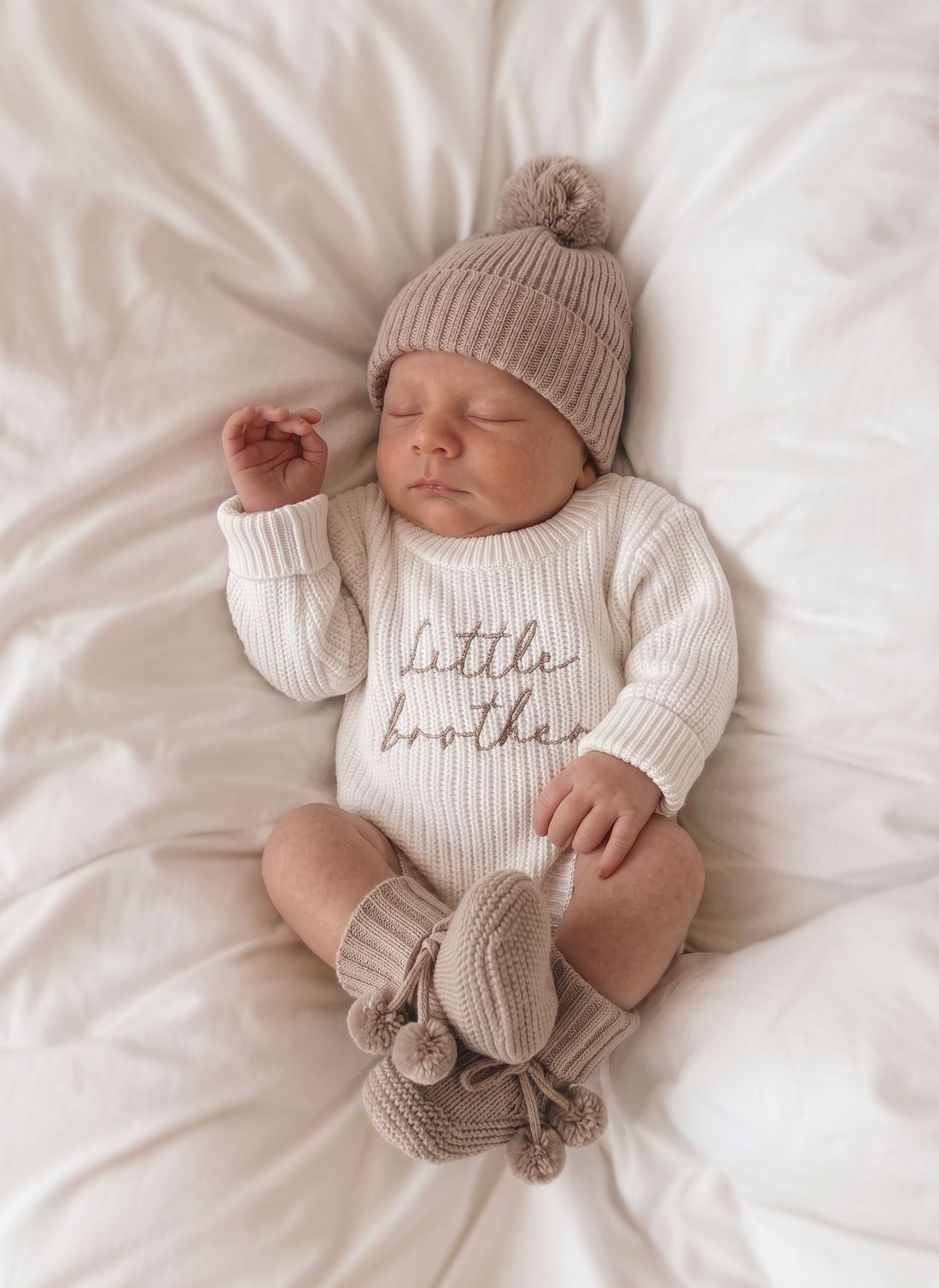 LITTLE BROTHER - RIBBED ROMPER | MILK