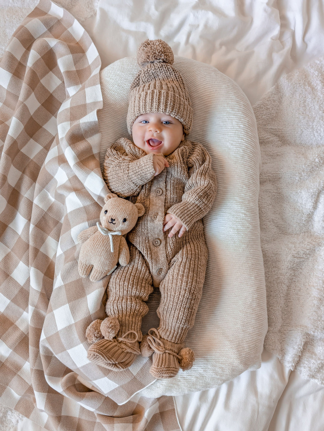 GINGHAM BLANKET | TEDDY BROWN