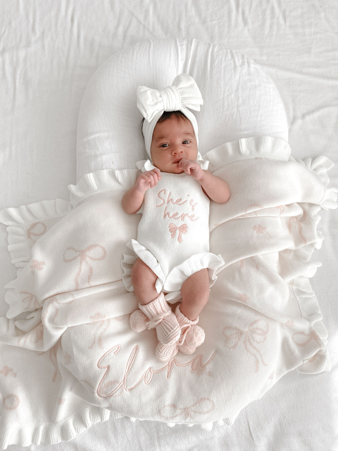 GIA COTTON RIBBED BOW HEADBAND - MILK
