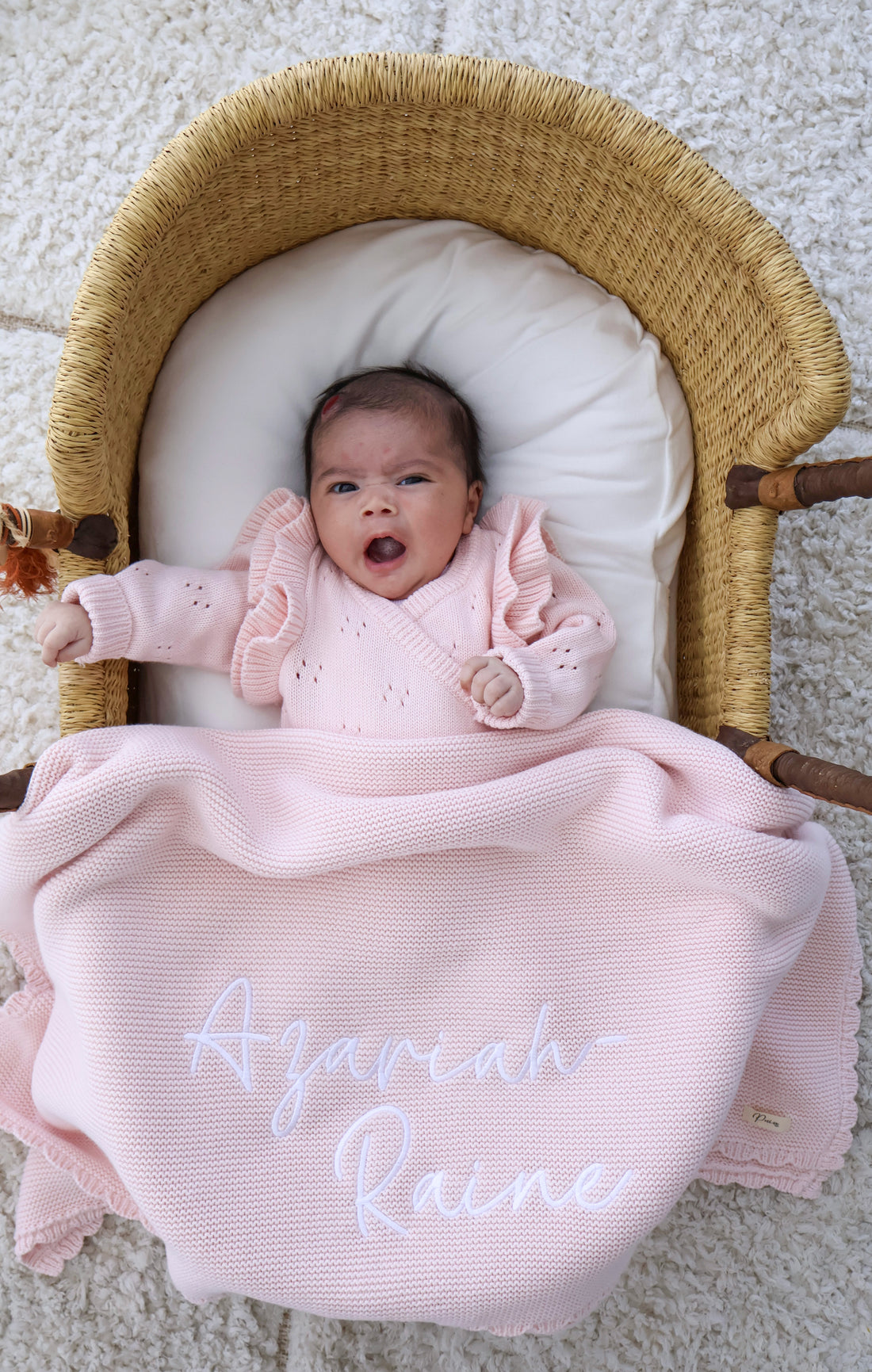 SCALLOP PERSONALISED BABY BLANKET | BABY PINK