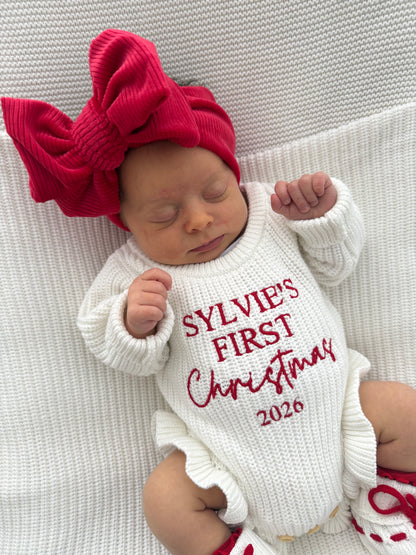 CHUNKY RIBBED VELVET BOW HEADBAND - RED