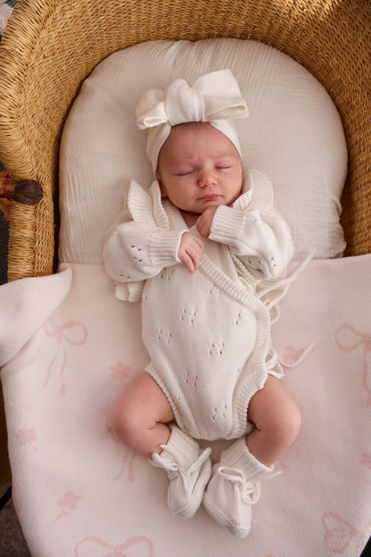 DOUBLE FLUTTER POINTELLE KIMONO BODYSUIT | MILK