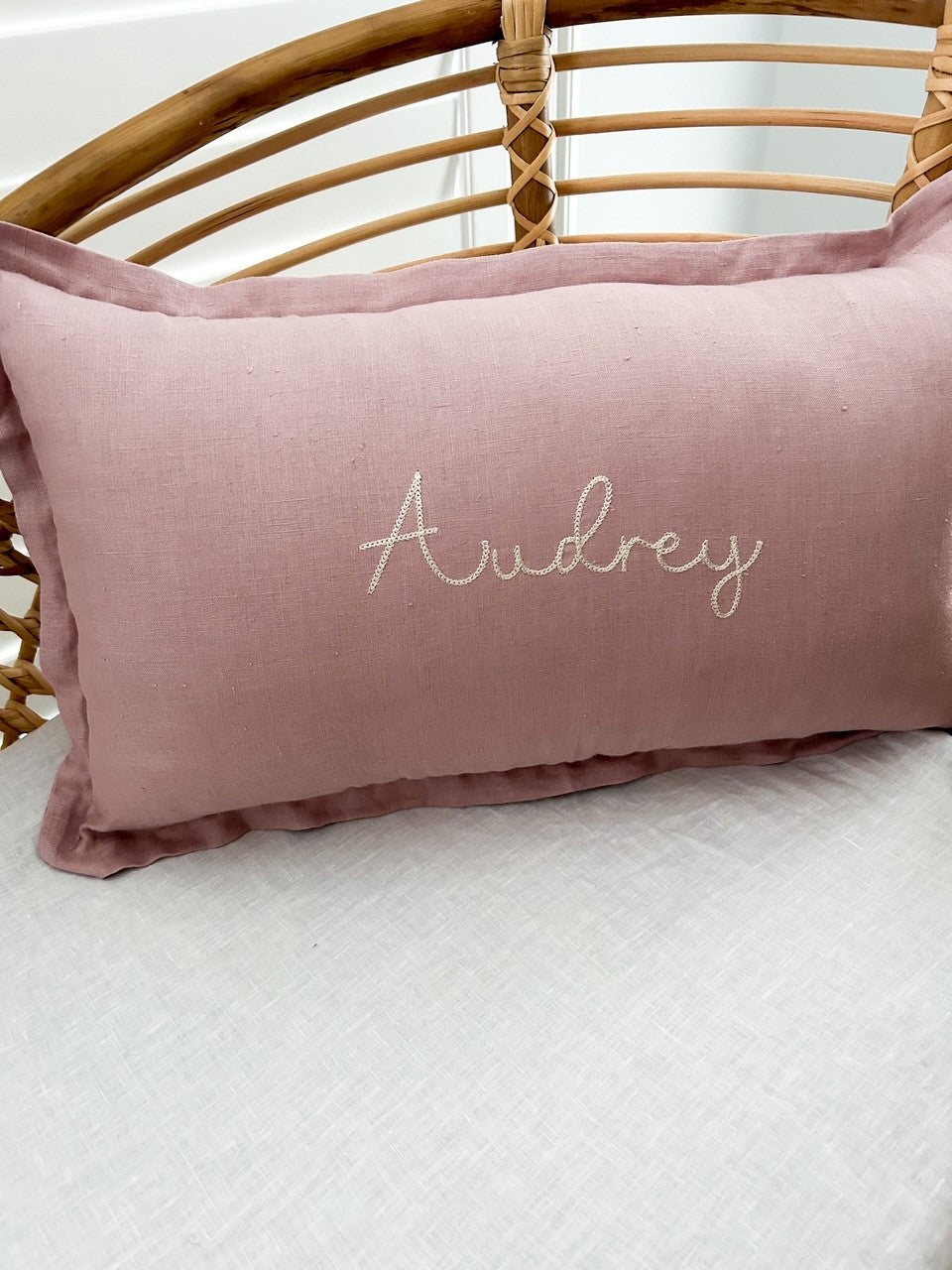 PERSONALISED LINEN CUSHION | PINK MAUVE