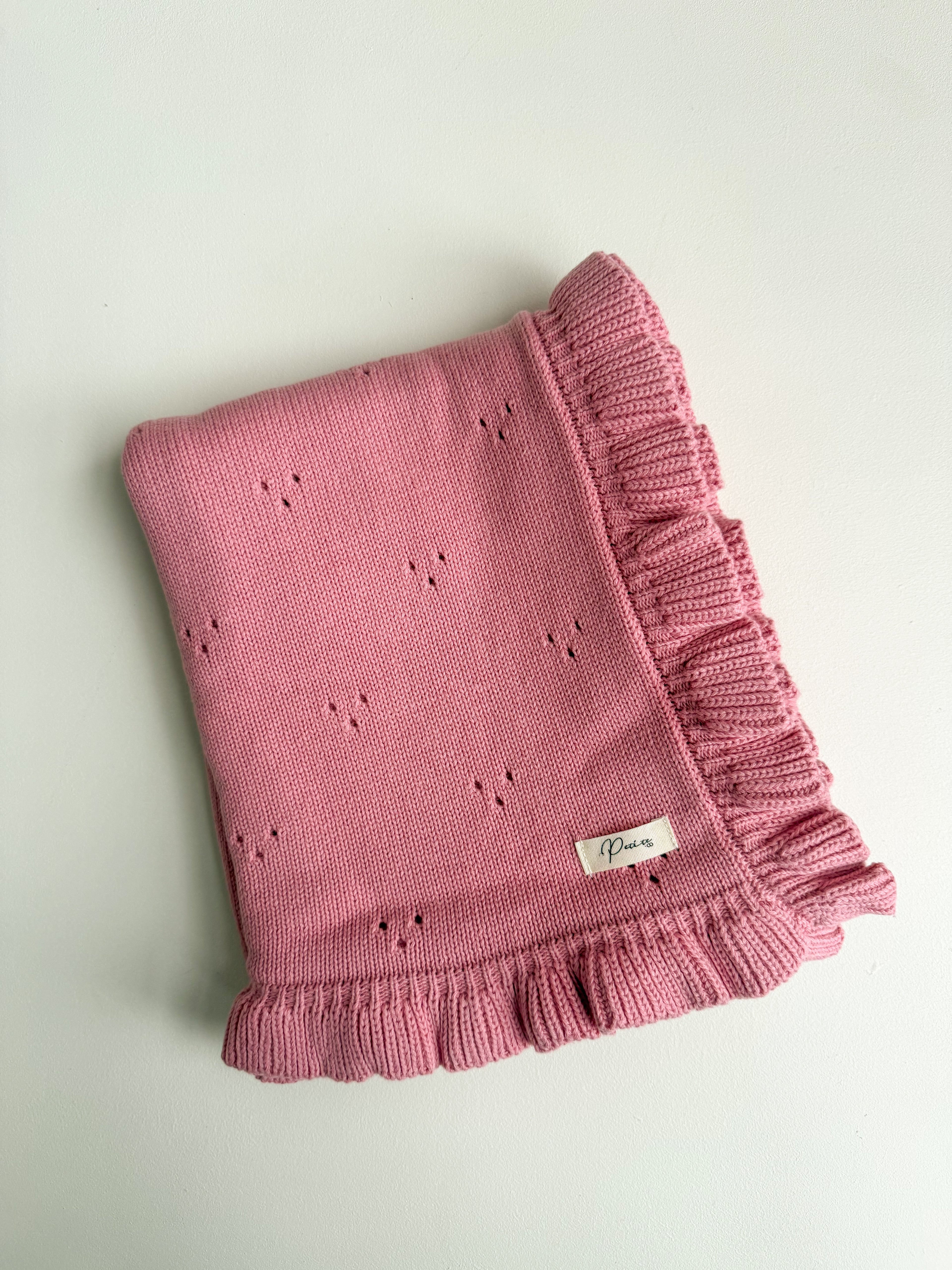 FRILL POINTELLE BABY BLANKET | WATERMELON PINK