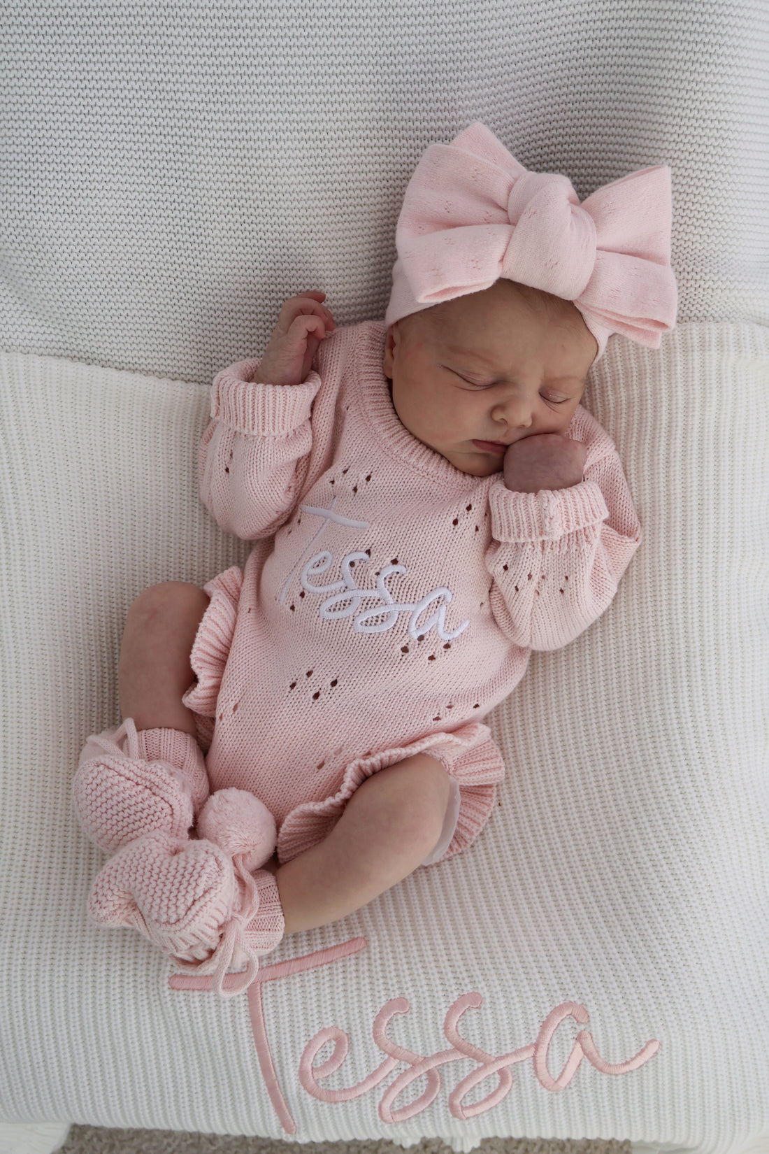 POINTELLE FRILL ROMPER - BABY PINK