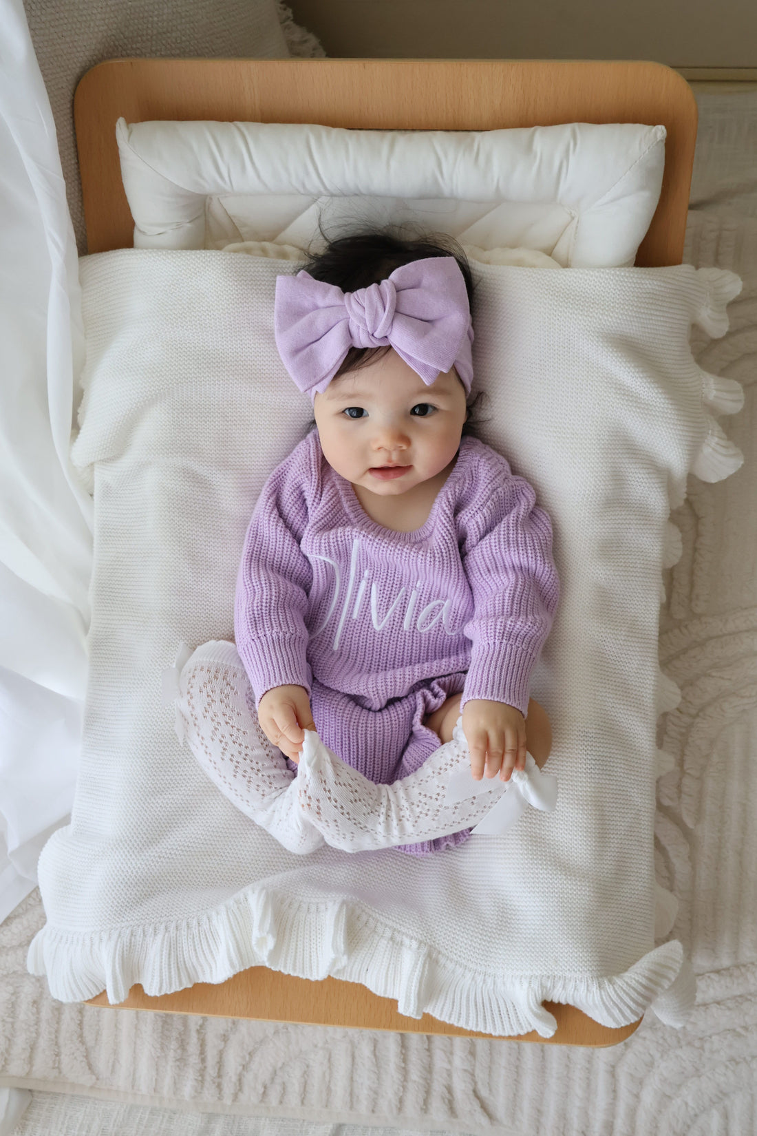 RIBBED LEG FRILL ROMPER - ORCHID