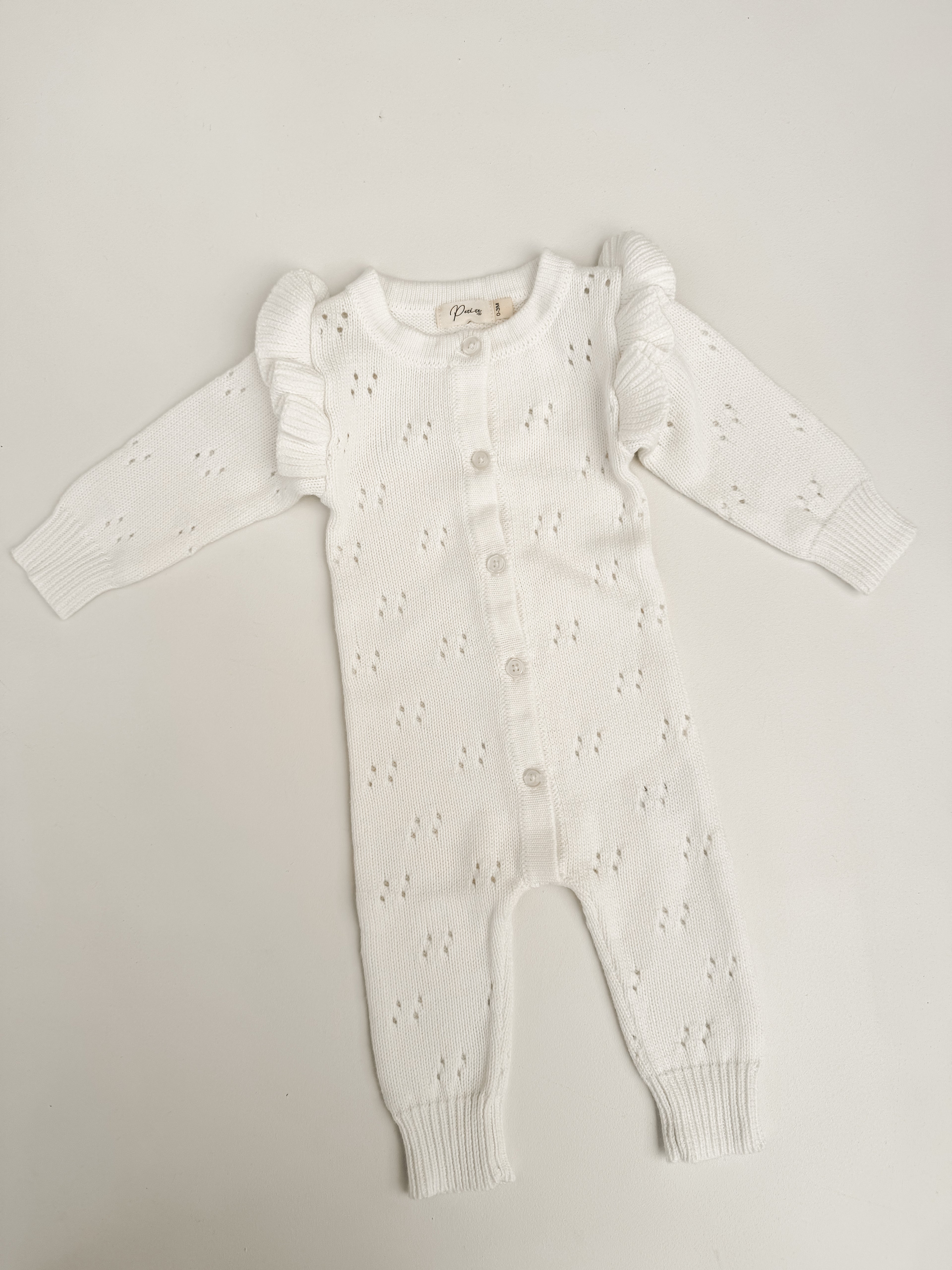 LONG POINTELLE FLUTTER ROMPER | MILK
