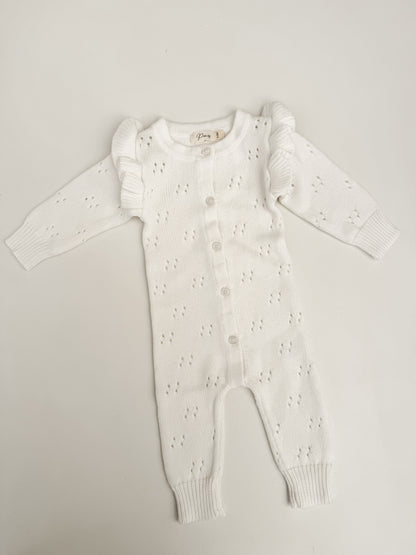 LONG POINTELLE FLUTTER ROMPER | MILK