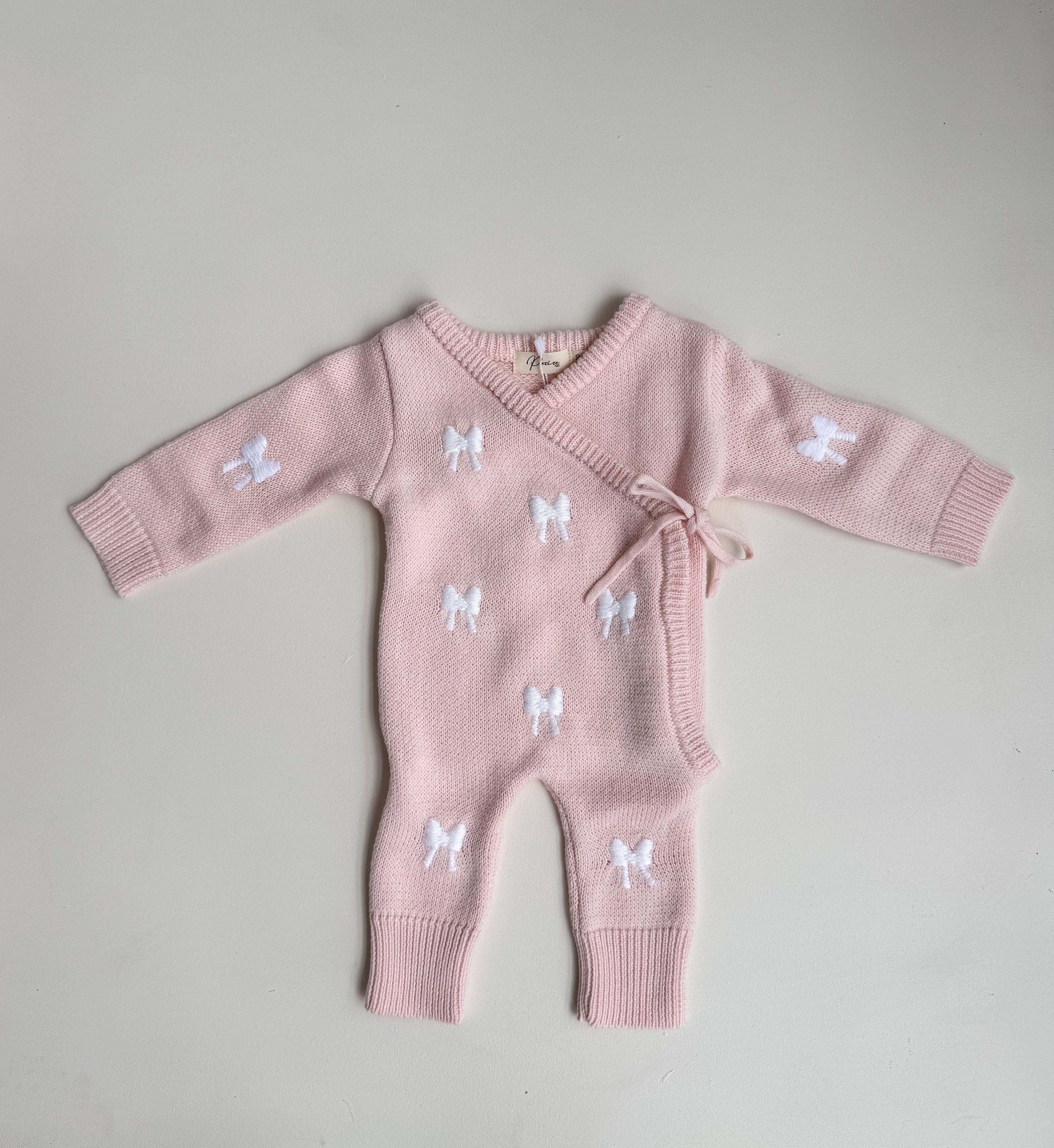 BOW EMBROIDERY LONG KIMONO ROMPER