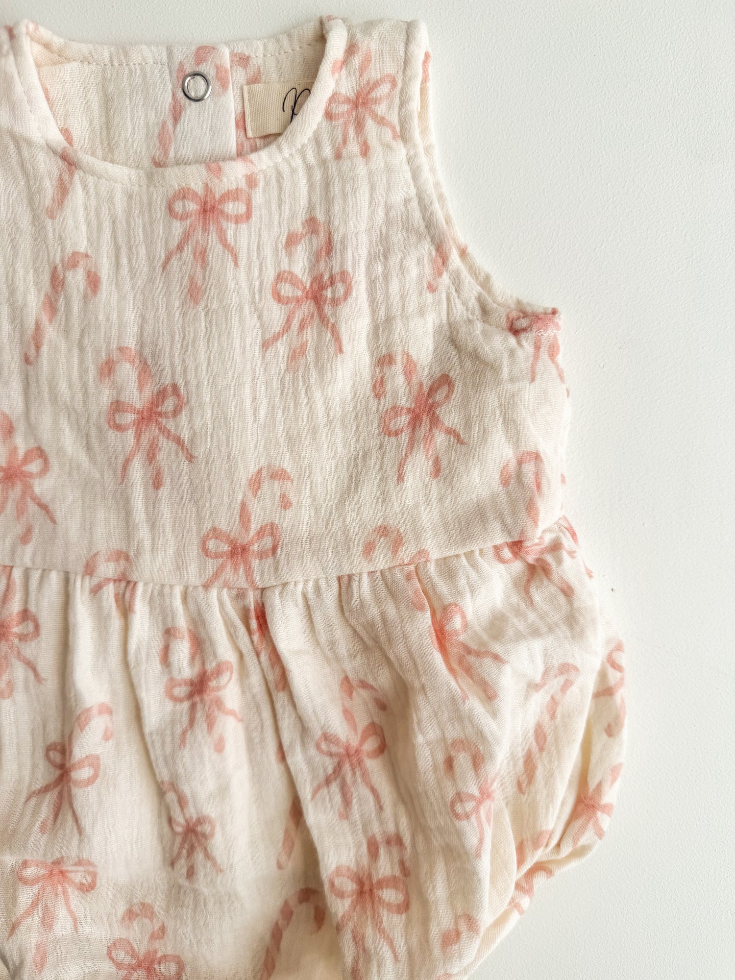 MUSLIN BOW CANDY CANE ROMPER