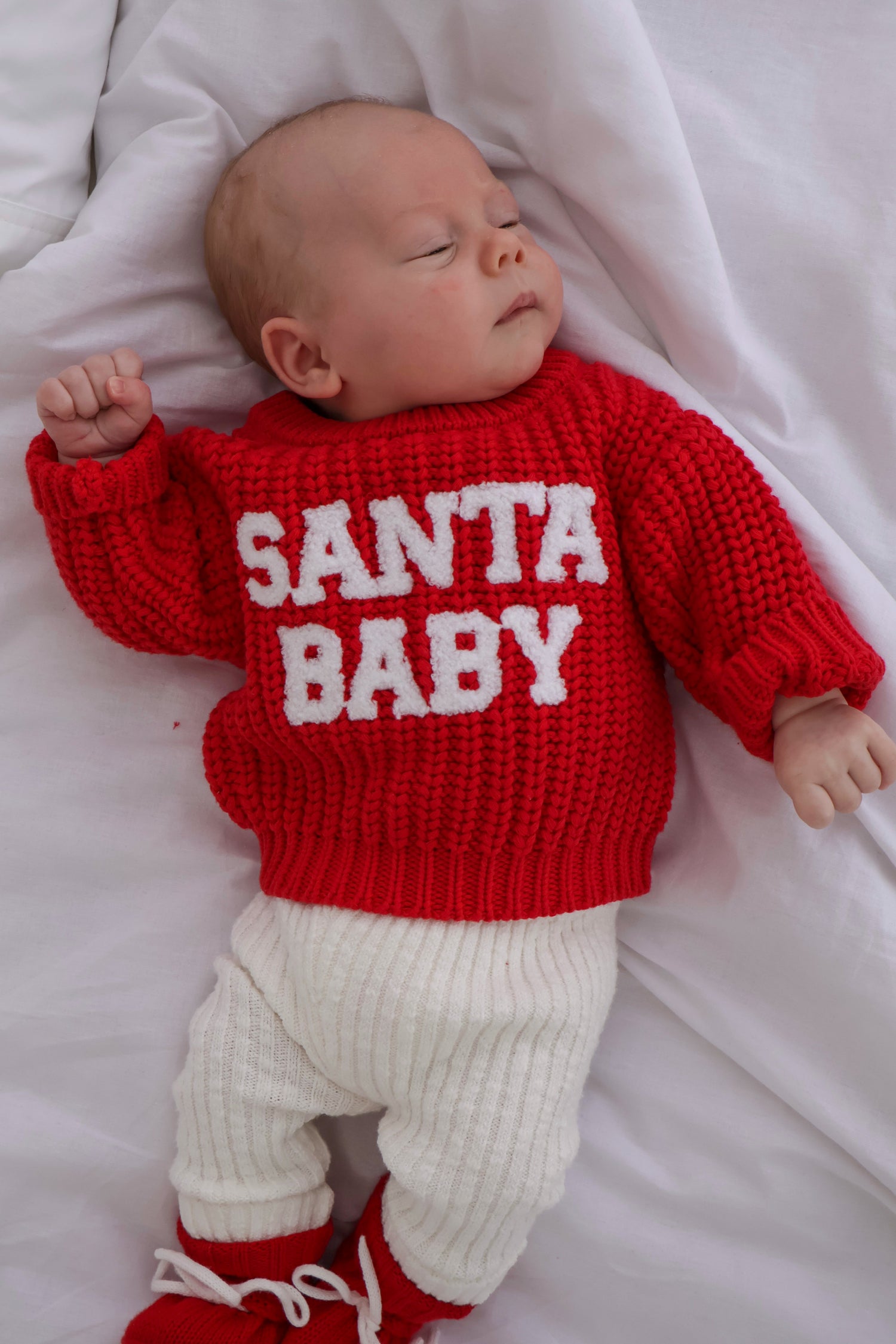 CHUNKY KNIT JUMPER | RED - SANTA BABY BOUCLE