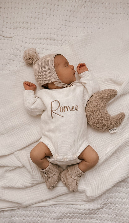 CLASSIC BIRTH ANNOUNCEMENT ROMPER - MILK