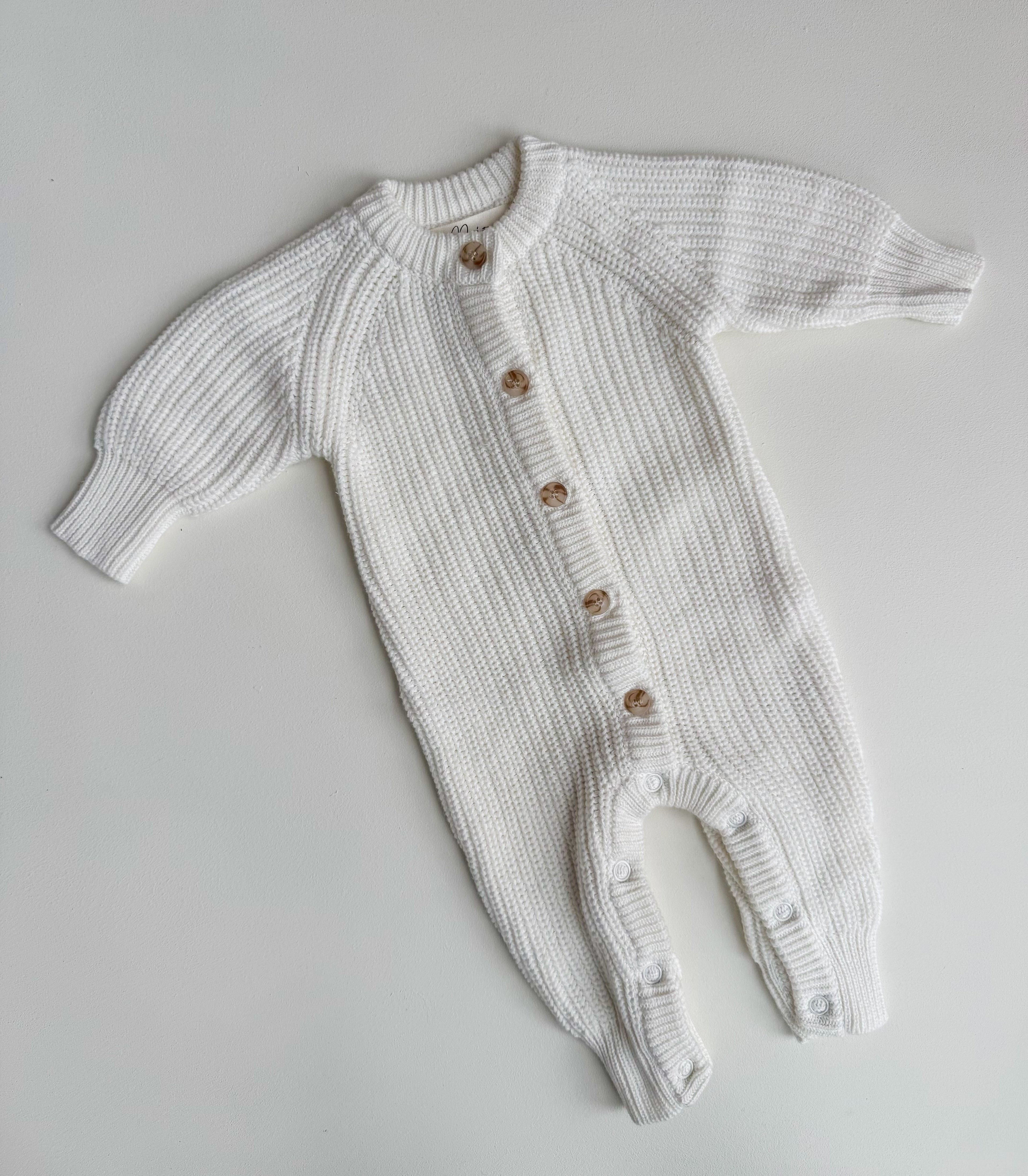 LONG COTTON SNAPS ROMPER | MILK