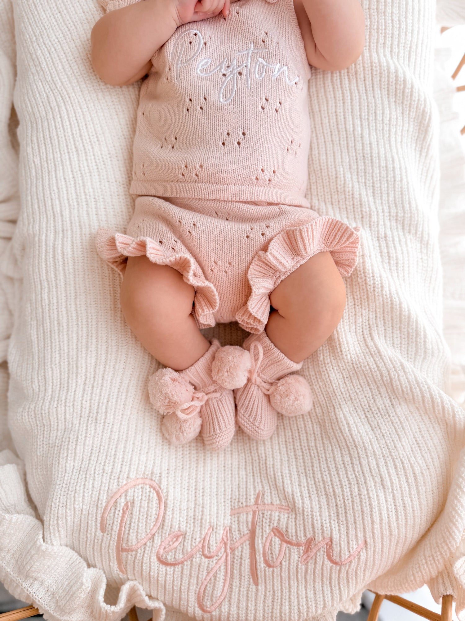POINTELLE FRILL SET | BABY PINK