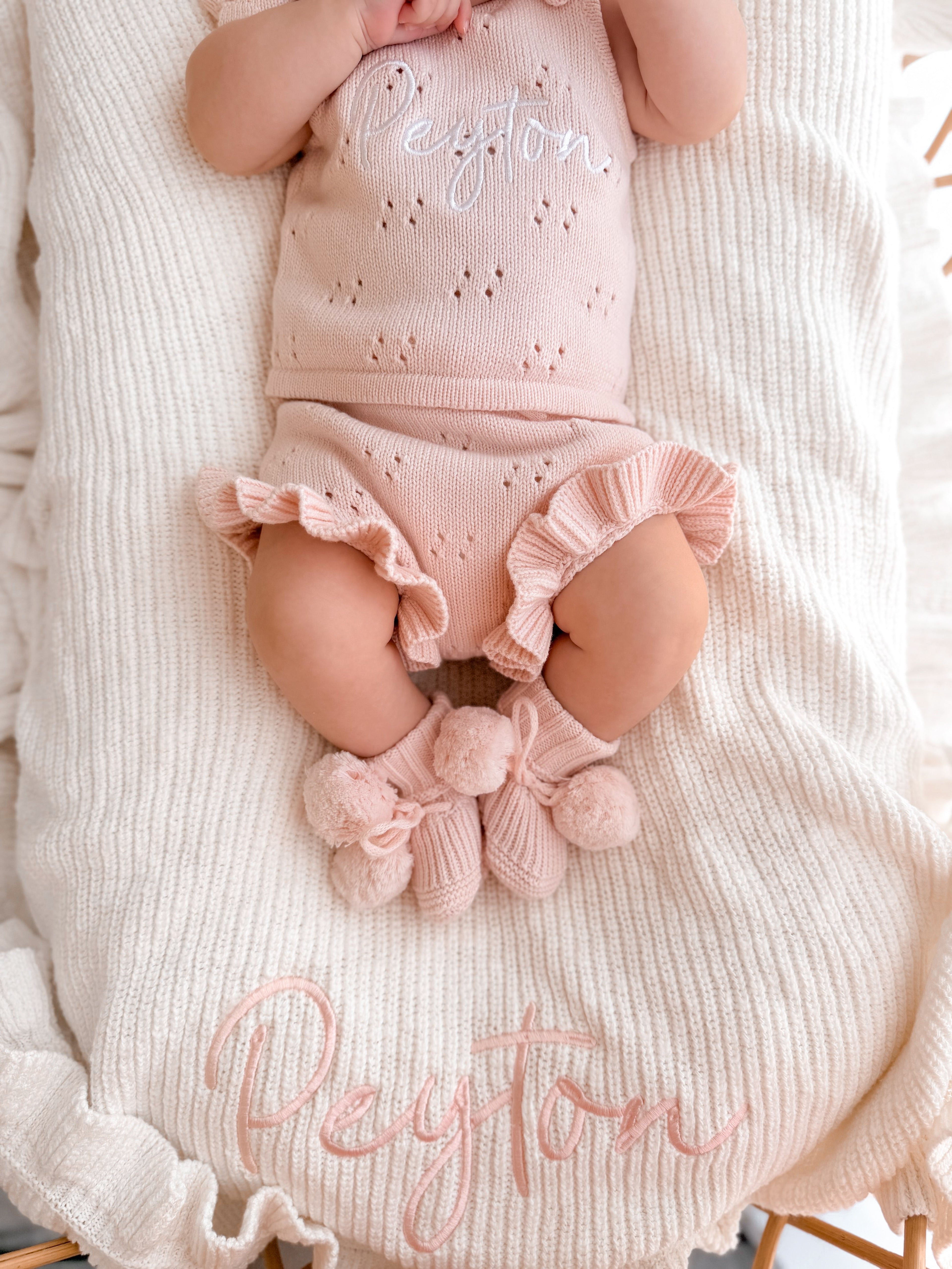 POINTELLE FRILL SET | BABY PINK