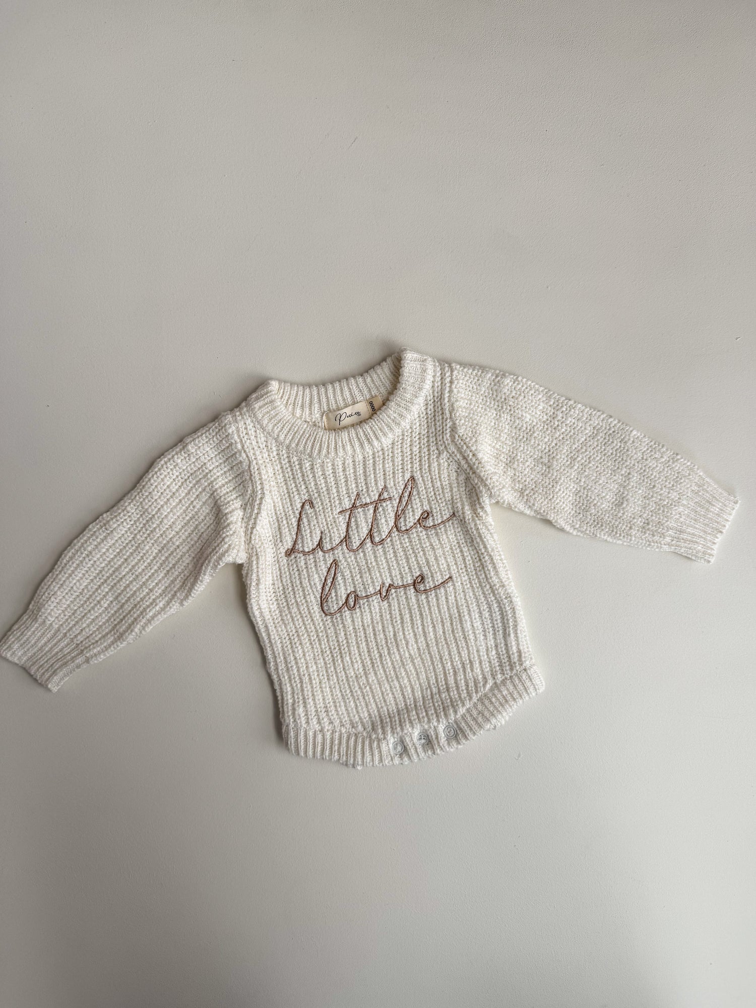 LITTLE LOVE - CHUNKY TEXTURED KNIT ROMPER | SNOW