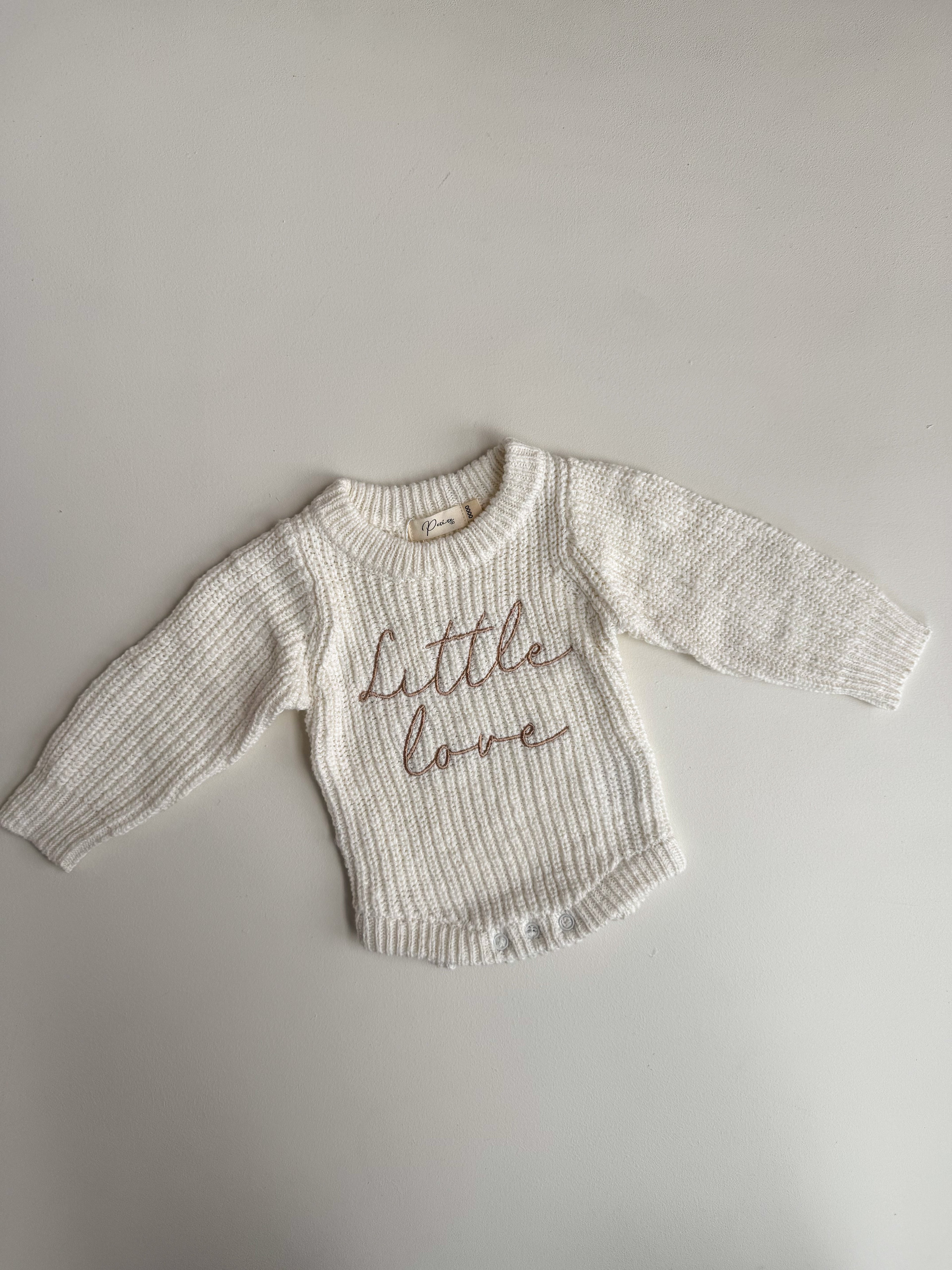 LITTLE LOVE - CHUNKY TEXTURED KNIT ROMPER | SNOW